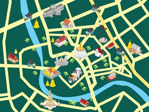 Landmark in the old city of Bangkok Stock Illustration