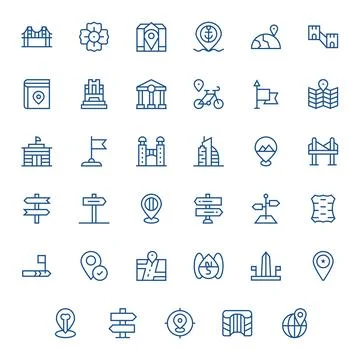 Landmark Premium Vector Bundle with 35 High Resolution Editable Regular Lin.. イラスト素材