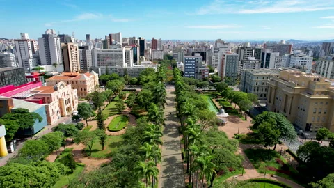 Landmark square at historic centre of downtown Belo Horizonte Brazil. Stock Footage 166387280