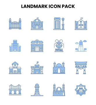 Landmark Two Colour Icons Pack Ilustración de archivo