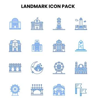 Landmark Two Colour Vector Icons Pack Ilustración de archivo