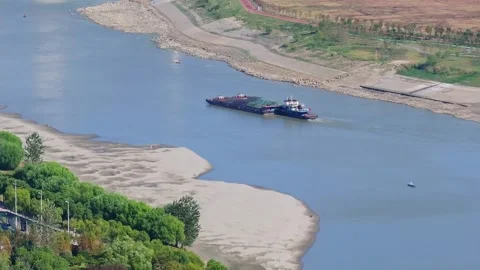 Landmark view of two rivers and four banks city in Wuhan, China Stock Footage 292509710