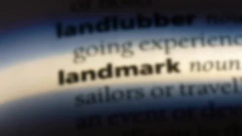 Landmark word in a dictionary. Stock Footage 99562063