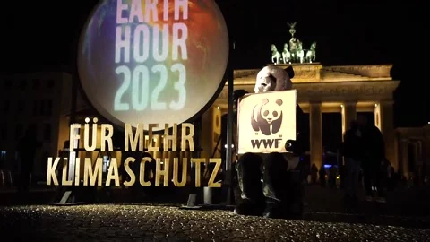 Landmarks across Germany switch off lights to mark Earth Hour, Berlín, DE - 26 M Stock Footage 236801455