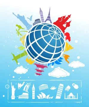 Landmarks around the World Stock Illustration