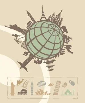 Landmarks around the World Stock Illustration