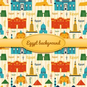 Landmarks of egypt background Stock Illustration