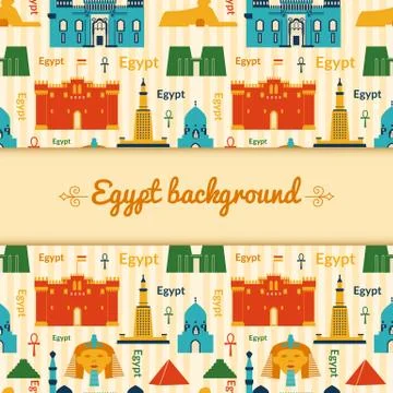 Landmarks of egypt background Stock Illustration