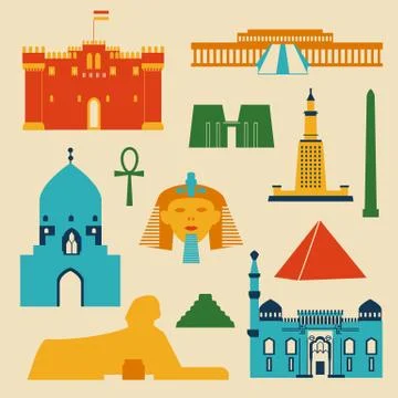 Landmarks of egypt Stock Illustration