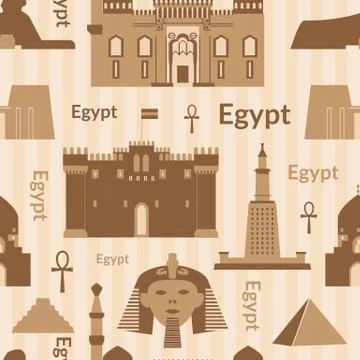 Landmarks of egypt seamless pattern Stock Illustration