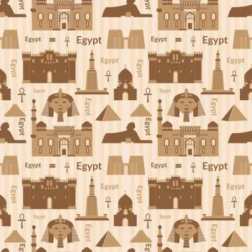 Landmarks of egypt seamless pattern Stock Illustration