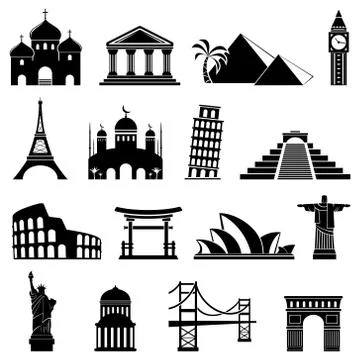Landmarks Icons Stock Illustration
