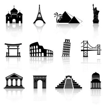 Landmarks Icons Stock Illustration