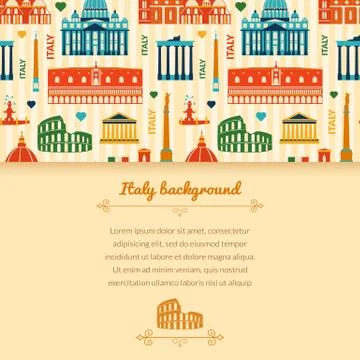 Landmarks of italy background with space for text Stock Illustration