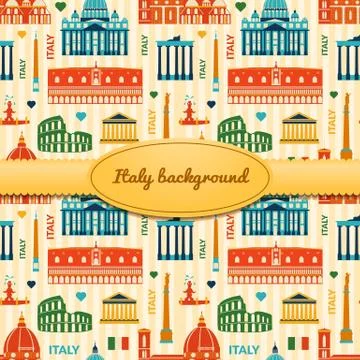 Landmarks of italy background with space for text Stock Illustration