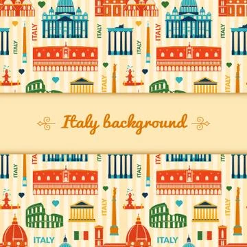 Landmarks of italy background with space for text Stock Illustration