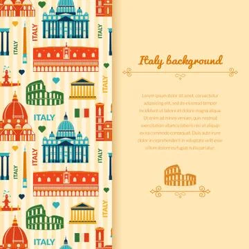 Landmarks of italy background with space for text Stock Illustration