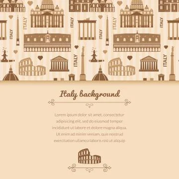 Landmarks of italy background with space for text Illustrazione stock