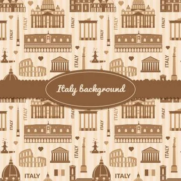 Landmarks of italy background with space for text Stock Illustration