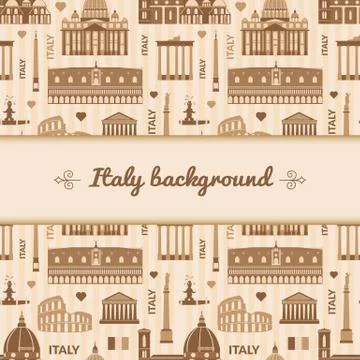 Landmarks of italy background with space for text Stock Illustration