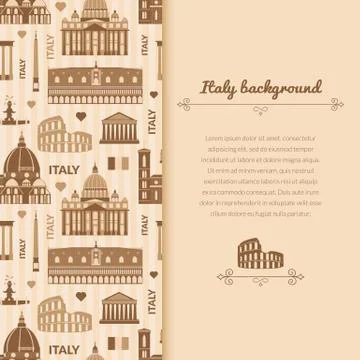 Landmarks of italy background with space for text Stock Illustration