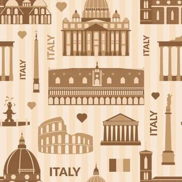 Landmarks of italy seamless pattern Stock Illustration