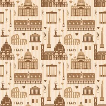 Landmarks of italy seamless pattern Stock Illustration