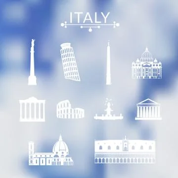 Landmarks of italy set Stock Illustration