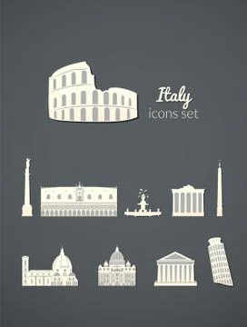 Landmarks of italy set Stock Illustration