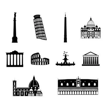 Landmarks of italy set Stock Illustration