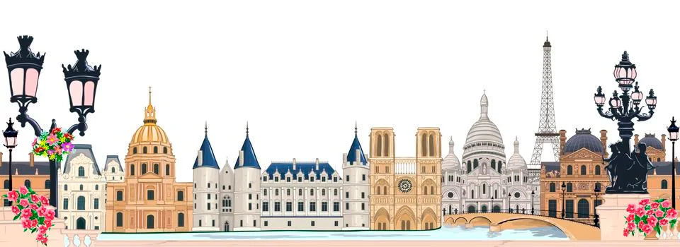 Landmarks of Paris Stock Illustration