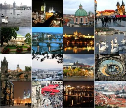 Landmarks of prague in different seasons 스톡 사진