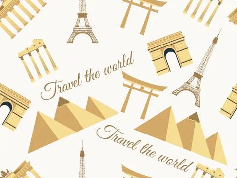Landmarks seamless pattern seamless pattern wonders Stock Illustration