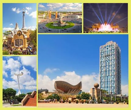 Landmarks (things to do) in barcelona Ilustración de archivo