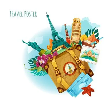 Landmarks Travel Background Illustrazione stock