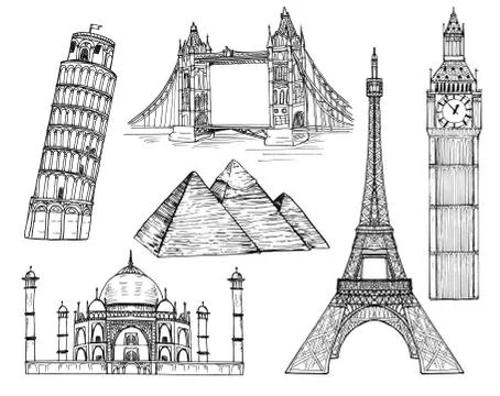 Landmarks vector set Stock Illustration