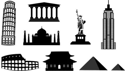 Landmarks vector silhouettes Stock Illustration