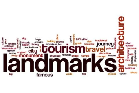 Landmarks word cloud Illustrazione stock
