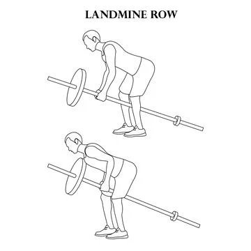 Landmine row exercise strength workout vector illustration outline 스톡 일러스트