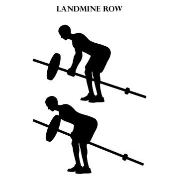 Landmine row exercise strength workout vector illustration silhouette Illustrazione stock