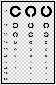 Landolt broken ring visual acuity test chart Stock Illustration