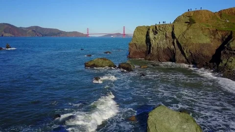 Lands End Flyover - Golden Gate Bridge San Francisco Stock Footage