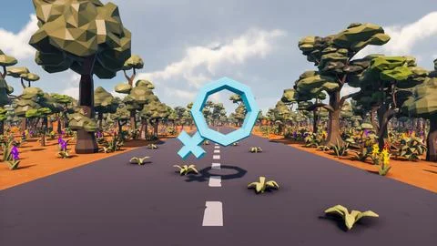Landscape abstract with ethics and anxious for social 3d render Illustrazione stock