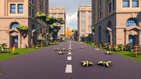 Landscape activities with pattern and field and takeaway 3d render Stock Illustration