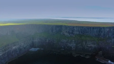 The landscape aerial shot of the Cliffs of Moher Stock Footage 70142726