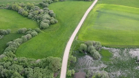 Landscape aerial view. It's include fields, forests, road and swamps. Stock Footage 196986105