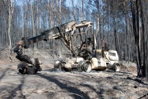 Landscape after the massive forest fires in Portugal Stock Photos