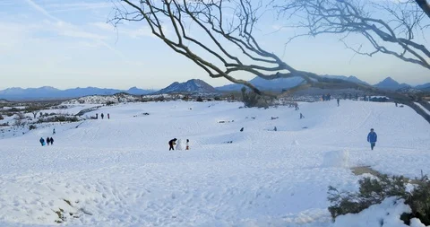 Landscape after the Snow Storm hit the Desert. Video stock 105138451