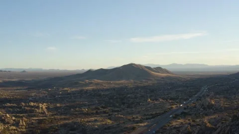 Landscape Alongside I-10 Outside of Tucson, Arizona at Sunset Stockbeeldmateriaal 156259250