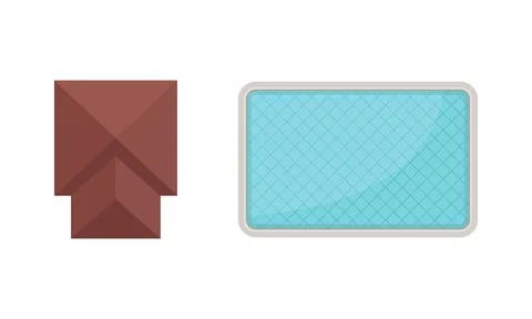 Landscape and Garden Design Elements with Pavilion and Pool Above View Vector Ilustração Stock